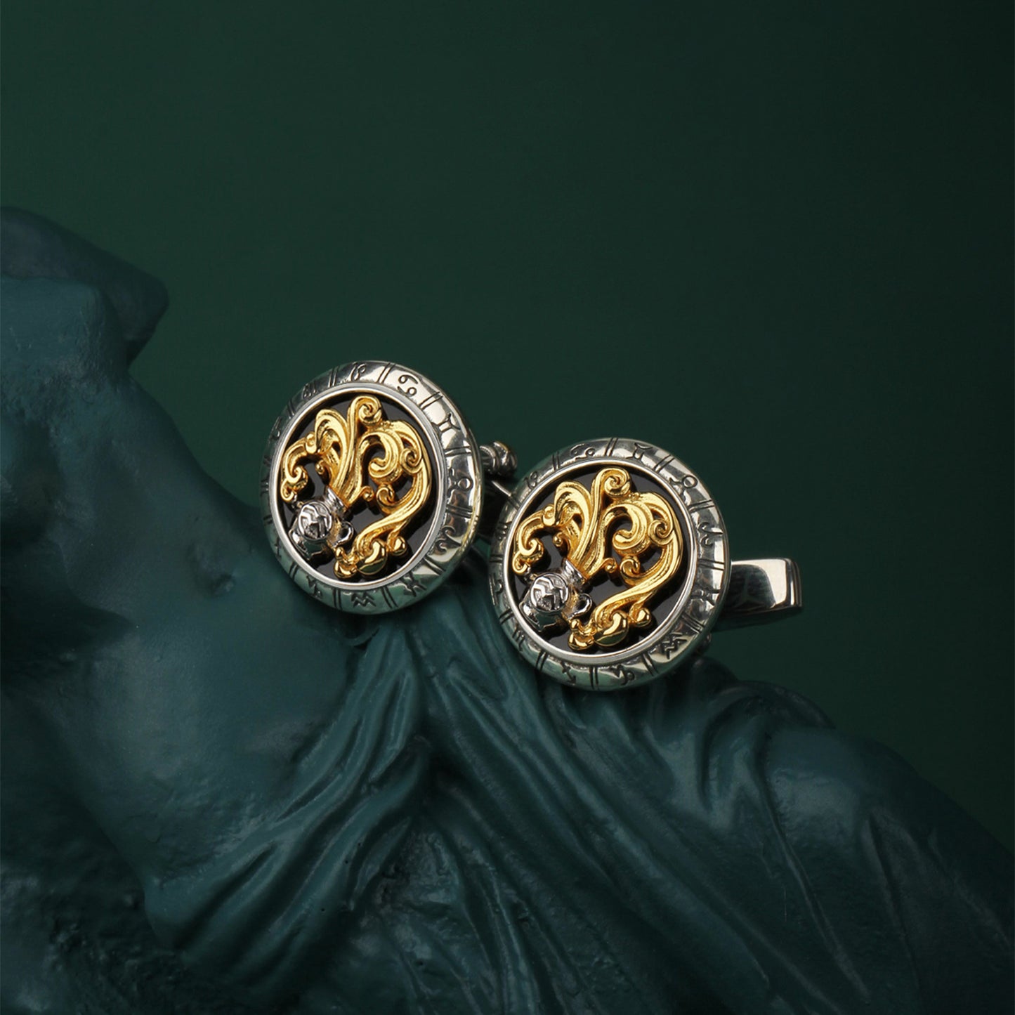 Astrology Aquarius twelve constellations series 925 silver cufflinks MM2223S
