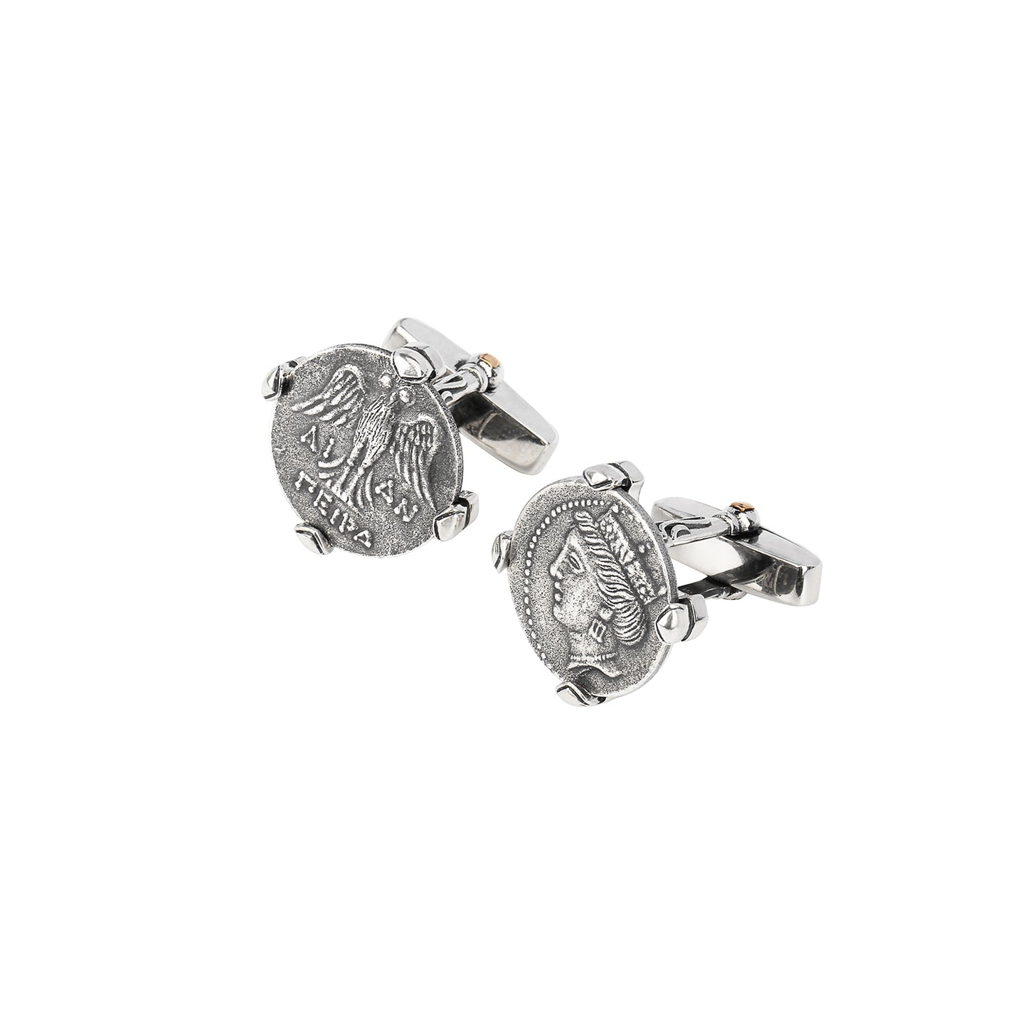 925 silver series Tika, the goddess of destiny, silver coin style cufflinks MM2204S