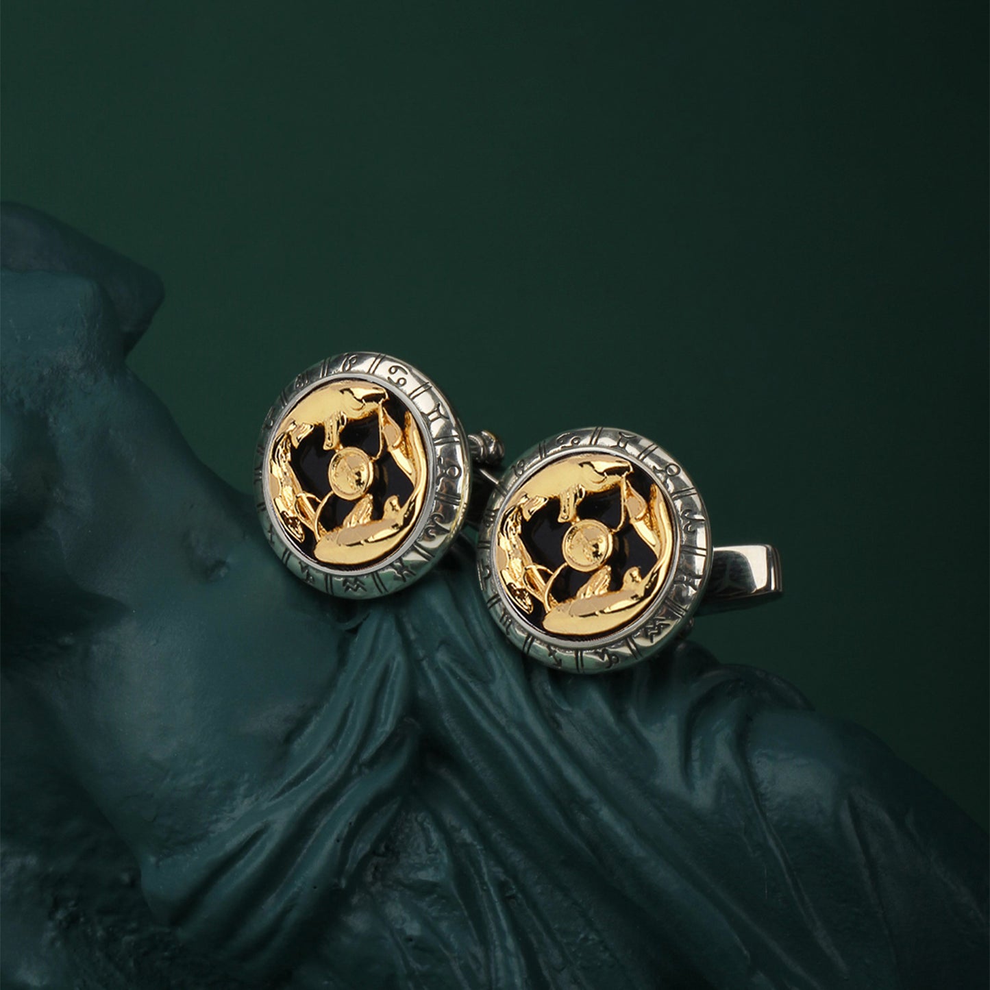 Astrology Pisces twelve constellations series 925 silver cufflinks MM2221S